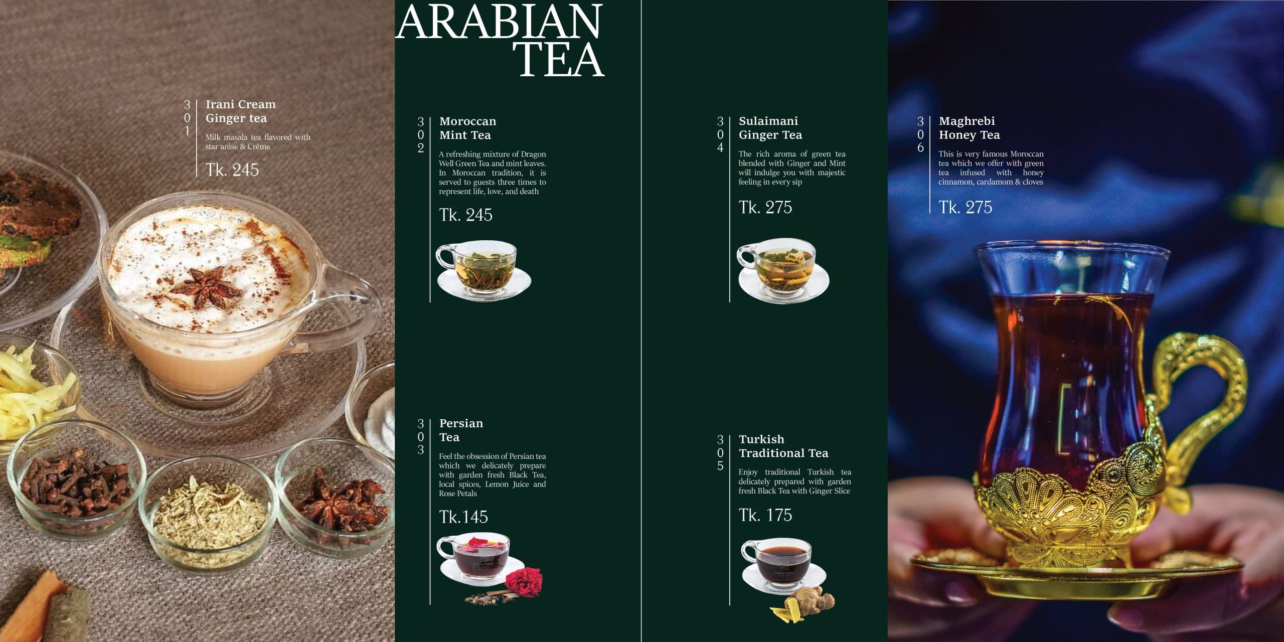 Arabian Tea Menu