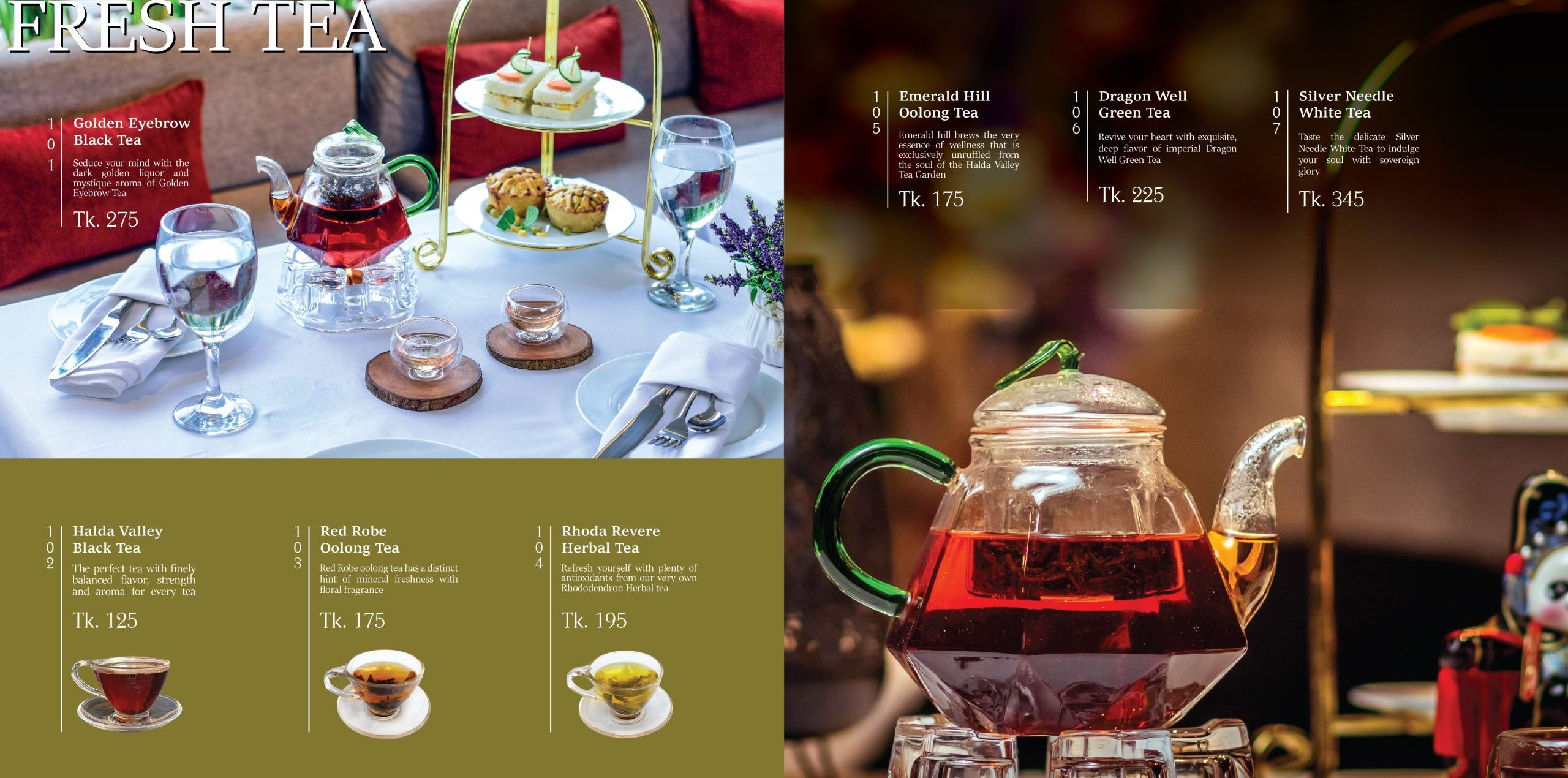 Fresh Tea Menu